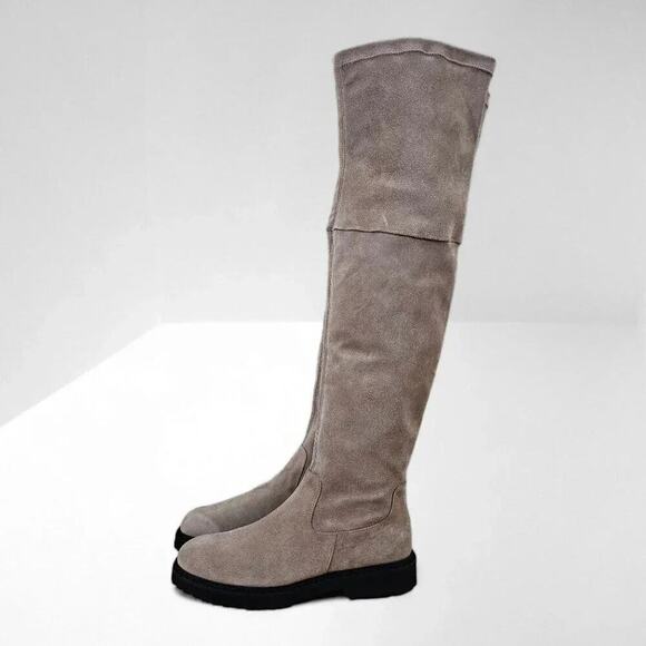 NEW Aquatalia Mire Over The Knee Boot Shell Taupe Suede Size 10